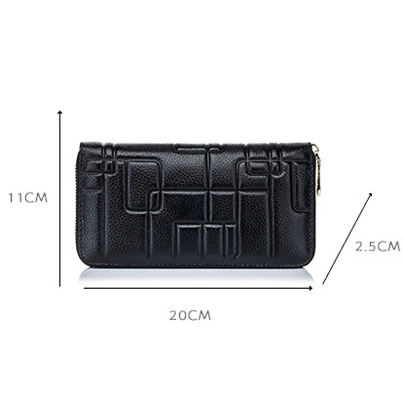Women's Long Zipper Wallet Leather Handbag