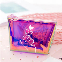 Makeup Bag Smooth Surface Letter Cosmetic Bag Purse Women Handbag