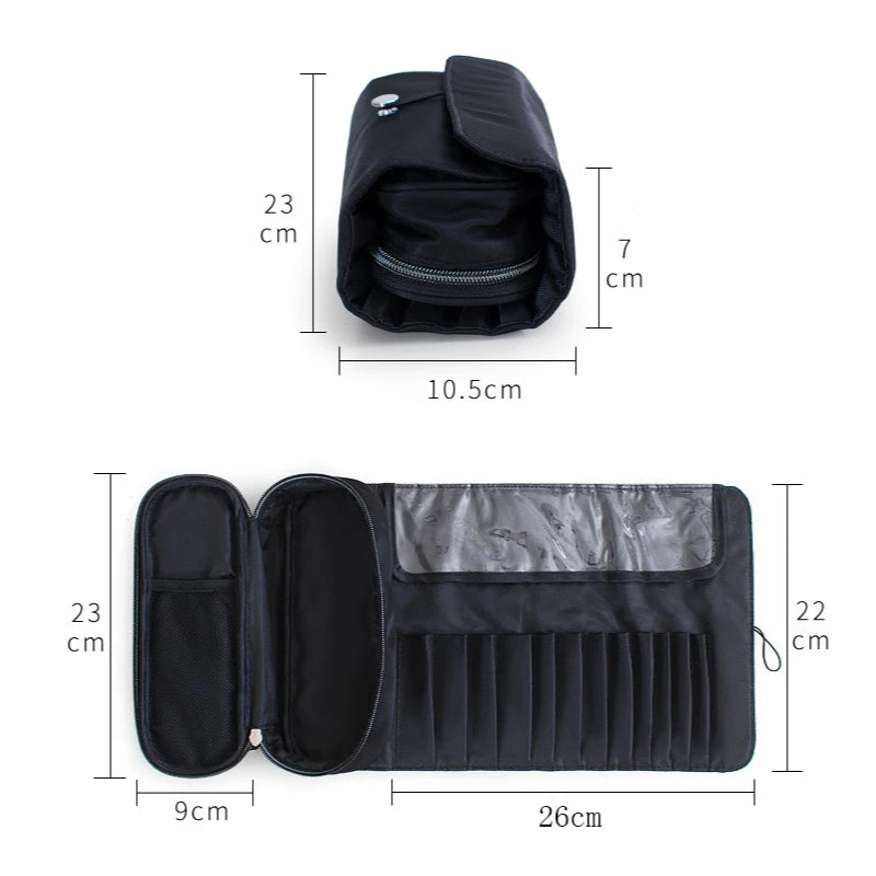 Women's Makeup Brush Bag Travel Organizer Waterproof Nylon Case