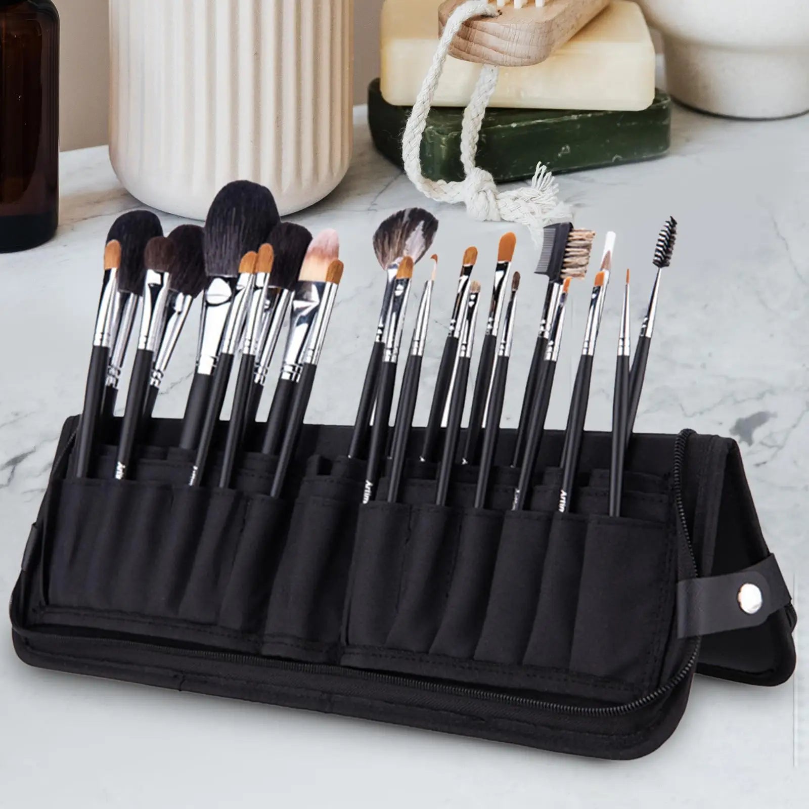Makeup Brushes Organizer Bag Zipper Dust Proof Pouch