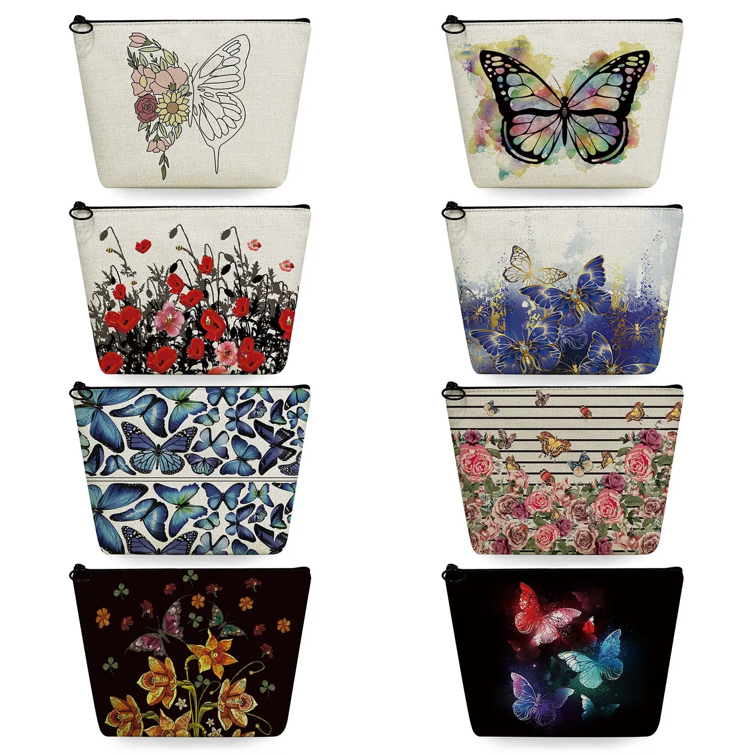 Butterfly Print Makeup Organizer Travel Toiletry Bag