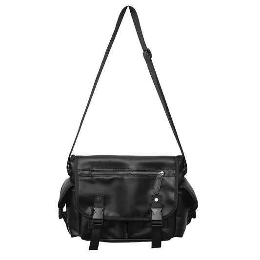 PU Leather Handbag College Student Shoulder Bag Men's Youth Business Messenger B