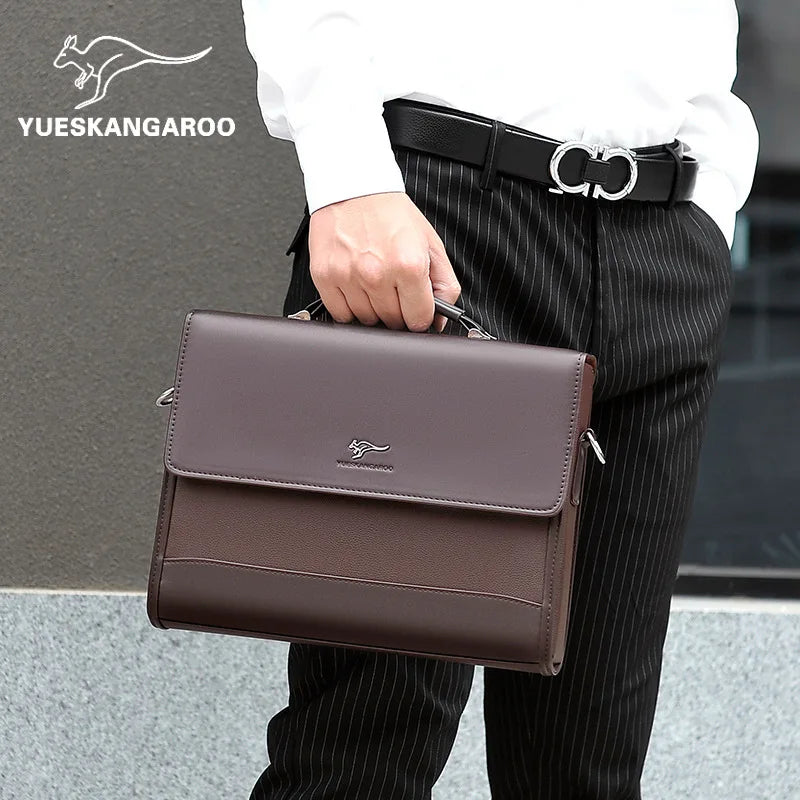 Men's Leather Tote Briefcase Business Shoulder Bag Laptop Organizer