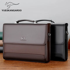 Men's Leather Tote Briefcase Business Shoulder Bag Laptop Organizer