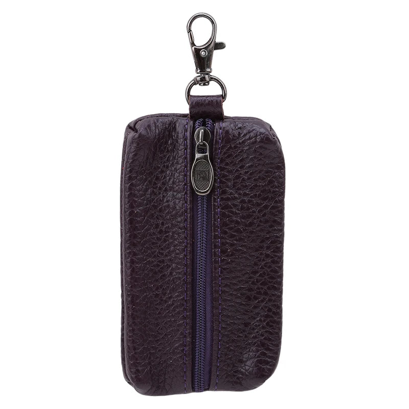 Leather Key Holder Zipper Case Key Organizer
