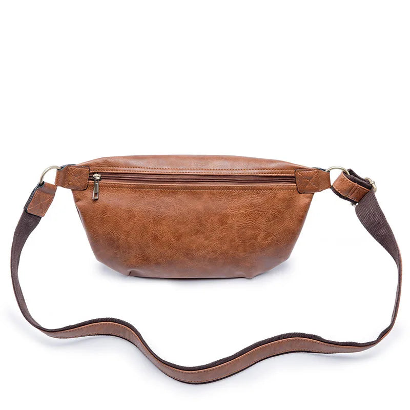 Men Waist Pack Thick PU Leather Belt Bag Waist Pack Purse Bags