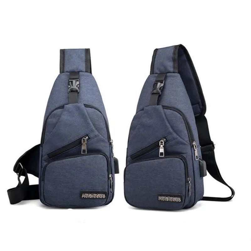 Men's Shoulder Bag USB Charging Crossbody Anti Theft Chest Bag School Travel
