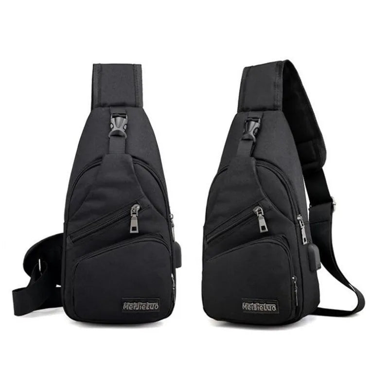 Men's Shoulder Bag USB Charging Crossbody Anti Theft Chest Bag School Travel