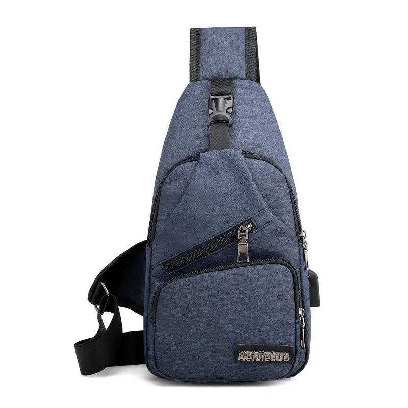 Men's Crossbody Bag USB Charging Anti Theft Chest Bag