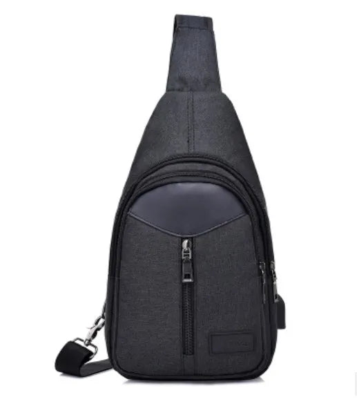 Men's Vintage Crossbody Bag USB Charging Chest Bag
