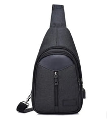 Men's Vintage Crossbody Bag USB Charging Chest Bag