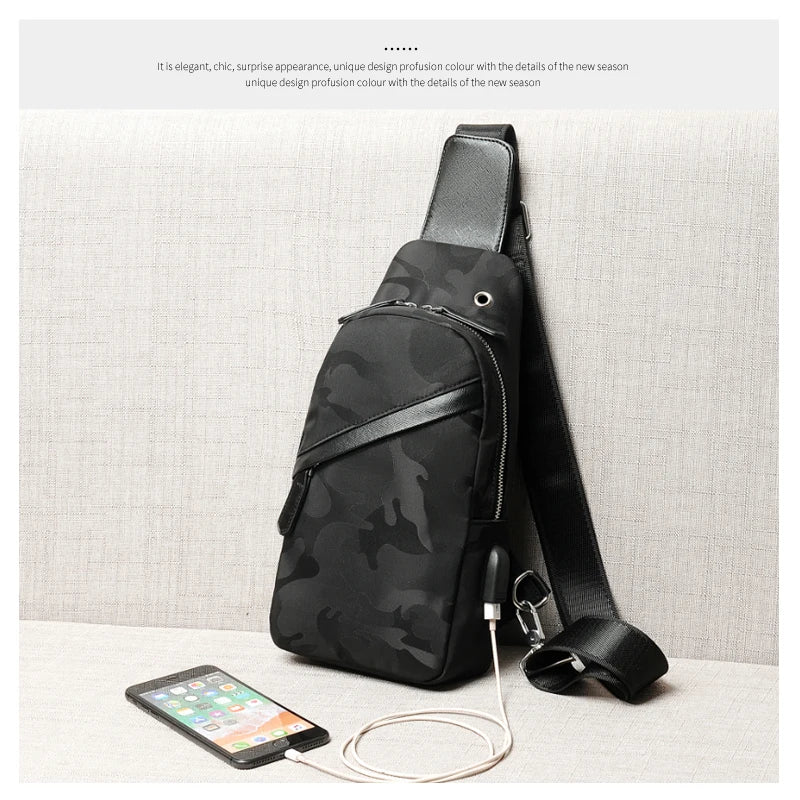 Men's USB Crossbody Bags Anti Theft Chest Bag School Summer