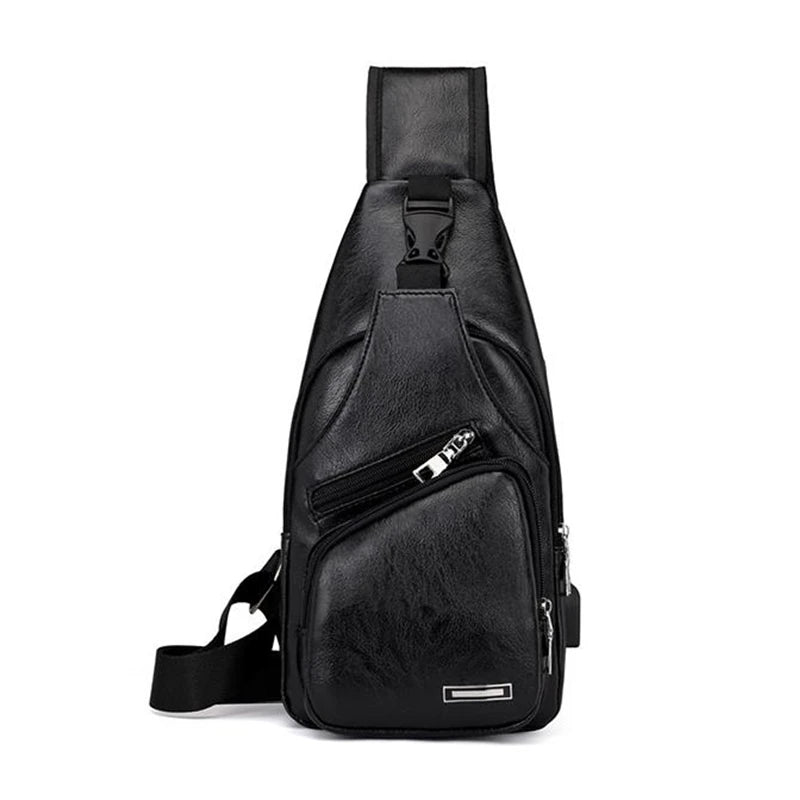 Men's USB Charging Shoulder Bag Anti Theft Chest Waist Pack Messenger Bag