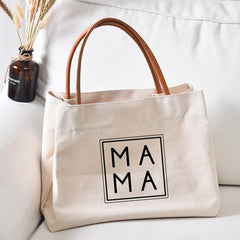 Mama Tote Bag for Mother Women Lady Canvas Reusable Shopping Beach Travel Bag
