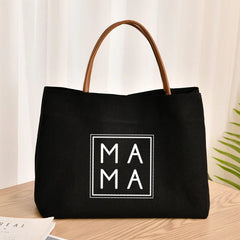 Mama Tote Bag for Mother Women Lady Canvas Reusable Shopping Beach Travel Bag