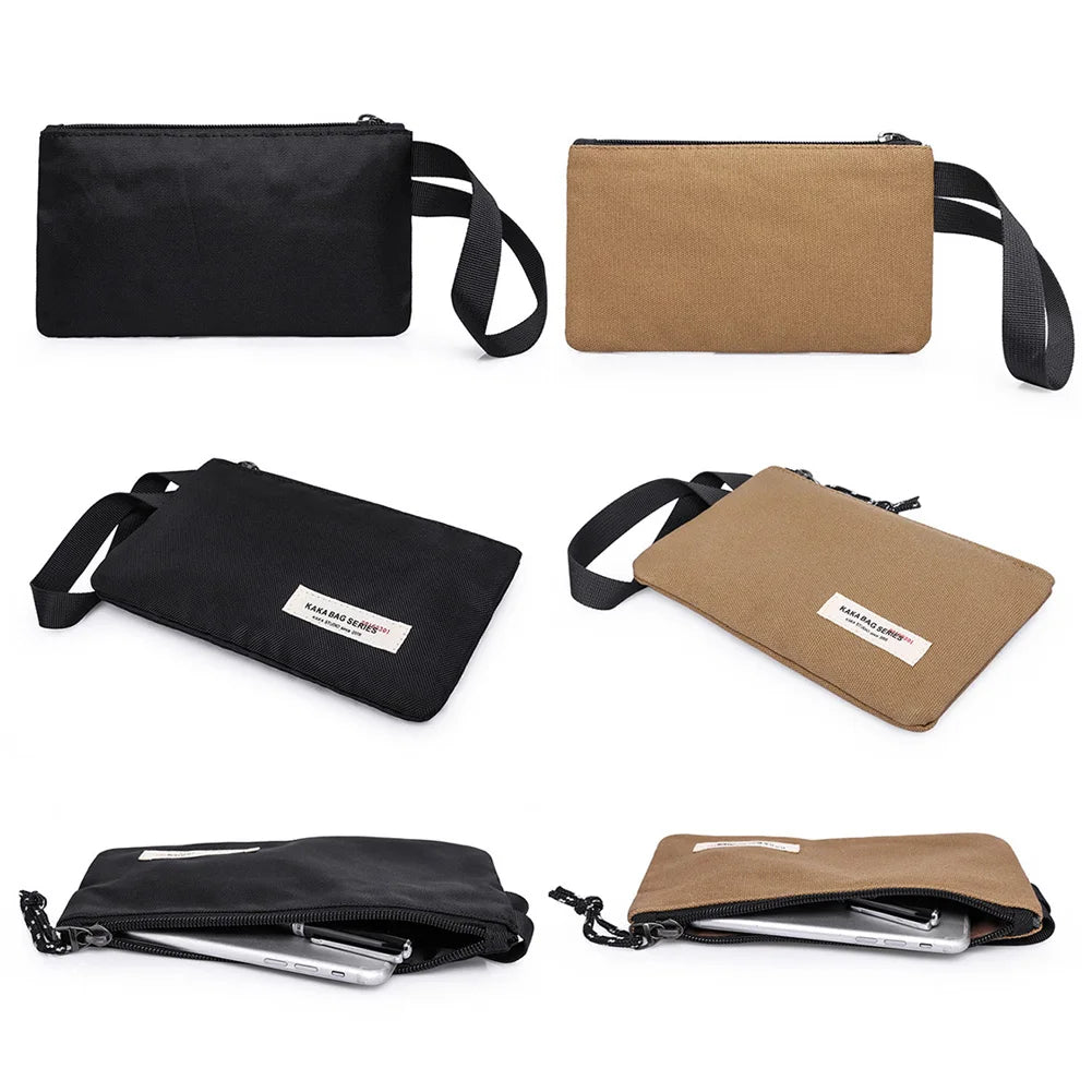 Canvas Man Clutch Phone Holder Envelope Bag Zipper Pouch