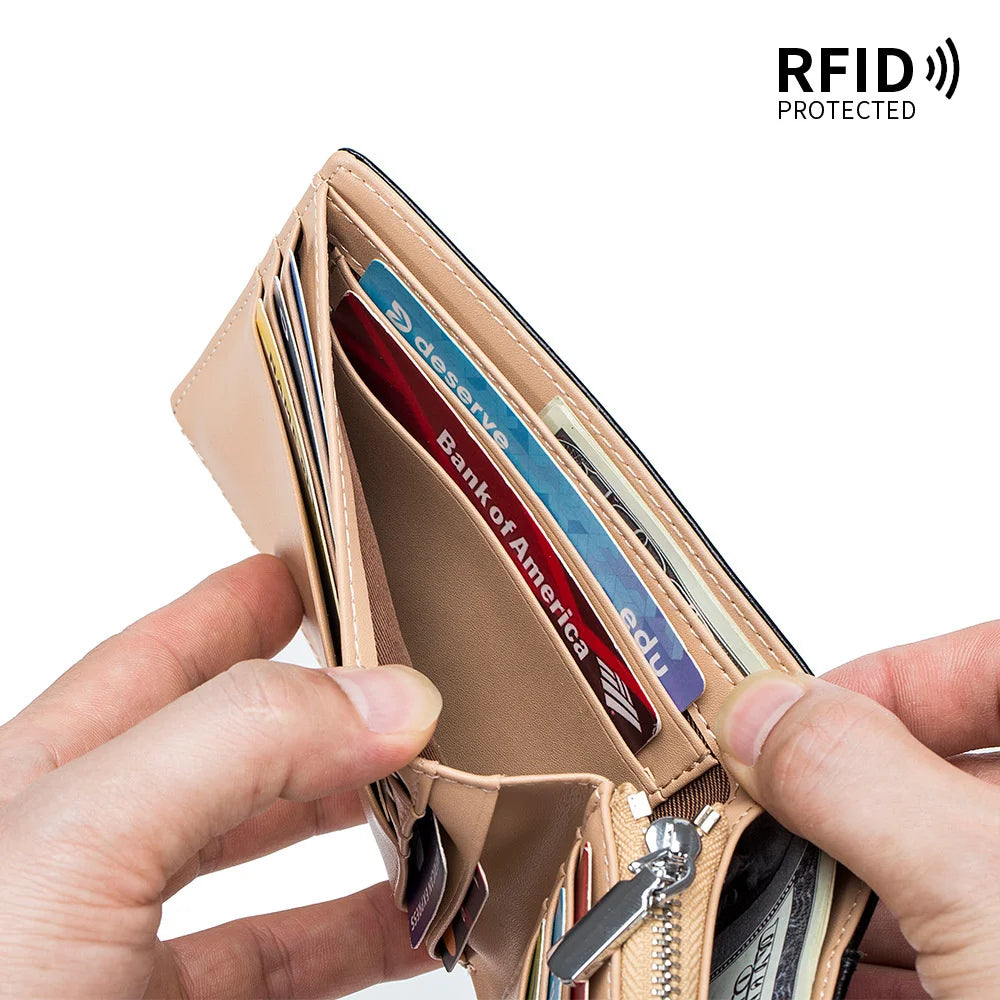 Men's Cow Leather Wallet Retro Two Fold Vertical Wallet
