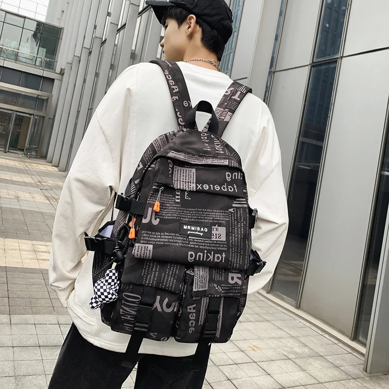 Waterproof Geometric School Backpack for Teens, Large Capacity Travel Bag