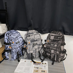 Waterproof Geometric School Backpack for Teens, Large Capacity Travel Bag