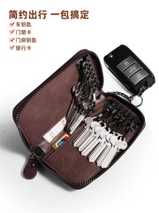 Vintage Leather Key Wallet Keychain Zipper Key Case Bag