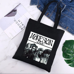Maneskin Ladies Handbags Canvas Tote Bag Eco Reusable Shopper Bolsas De Tela