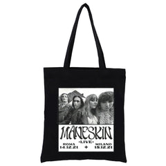 Maneskin Ladies Handbags Canvas Tote Bag Eco Reusable Shopper Bolsas De Tela