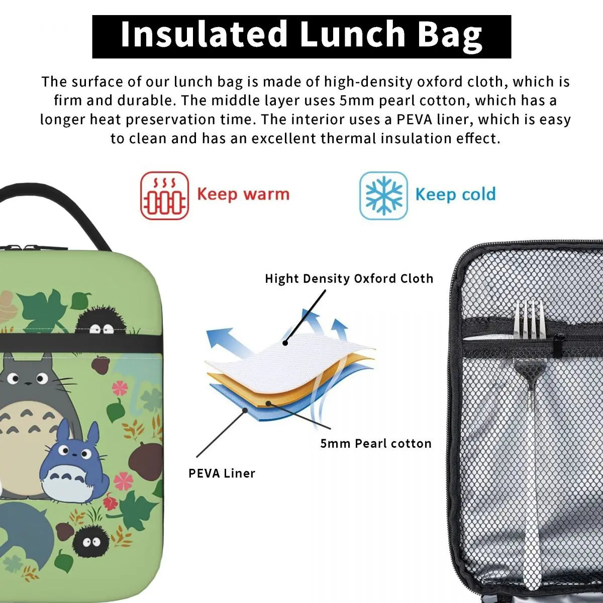 My Neighbour Totoro Lunch Bag Leakproof Cooler Thermal Lunch Box Kids