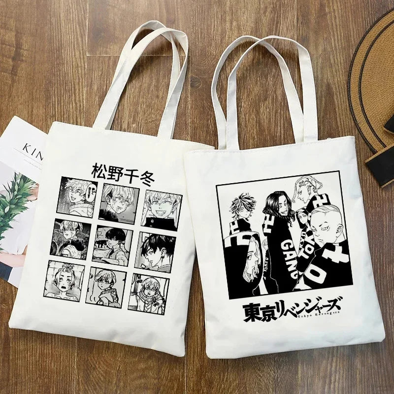 Tokyo Revengers Graphic Tote Bag Eco Canvas Shoulder Shopper Gothic Ulzzang