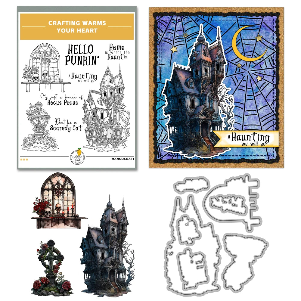 Mangocraft Gothic Castle Skull Grave Halloween Cutting Dies Stamp
