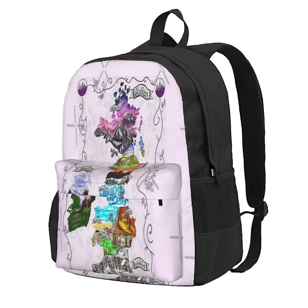 Prythian Map Backpack for Men and Women with Zip Pockets