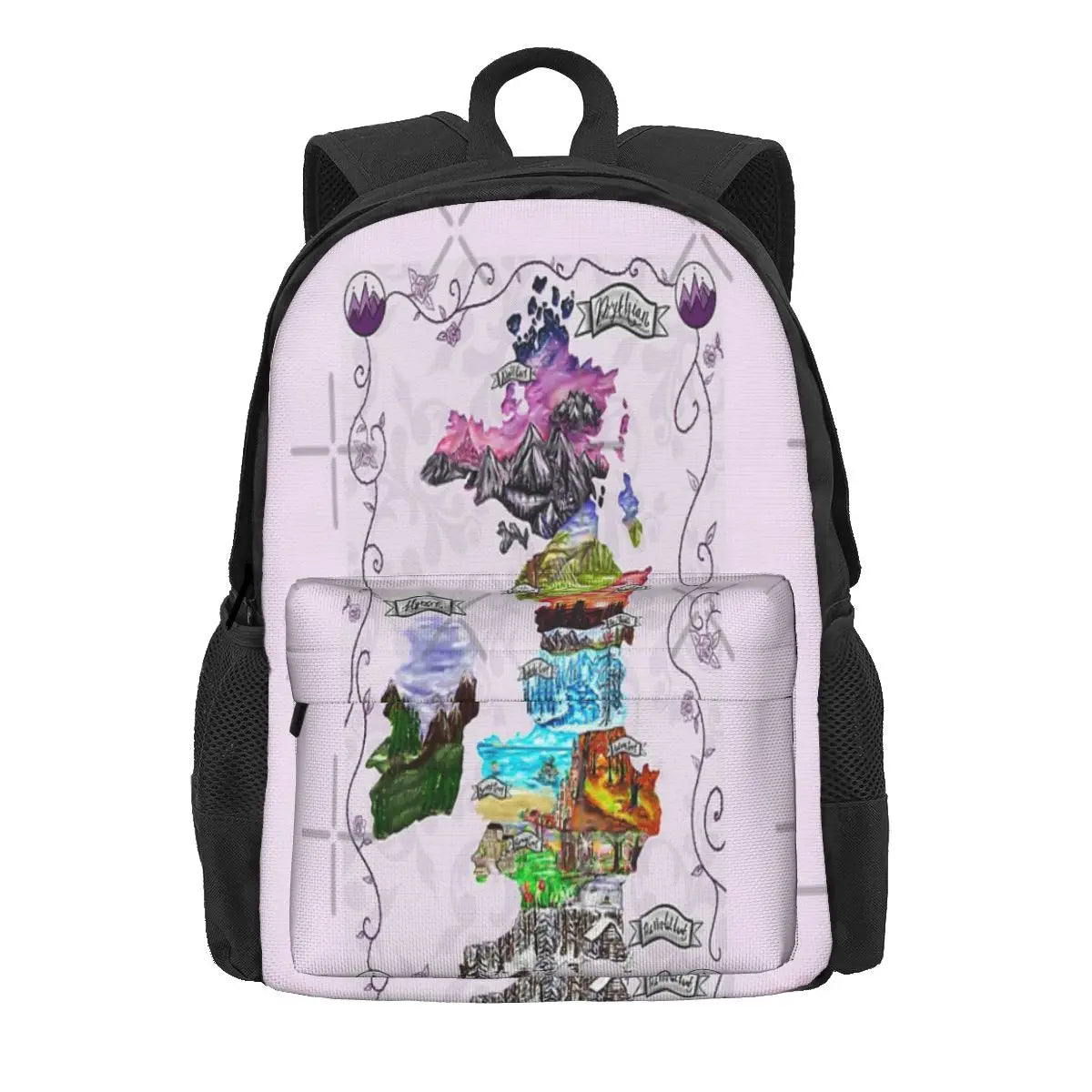 Prythian Map Backpack for Men and Women with Zip Pockets