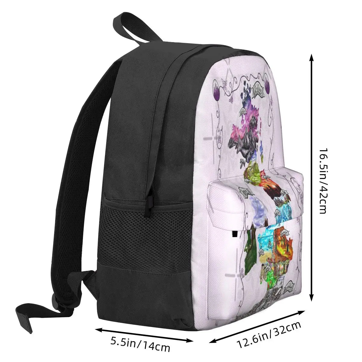 Prythian Map Backpack for Men and Women with Zip Pockets