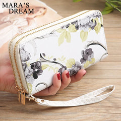 Mara's Dream Rose Print Double Zipper Clutch Bag