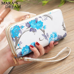 Mara's Dream Rose Print Double Zipper Clutch Bag
