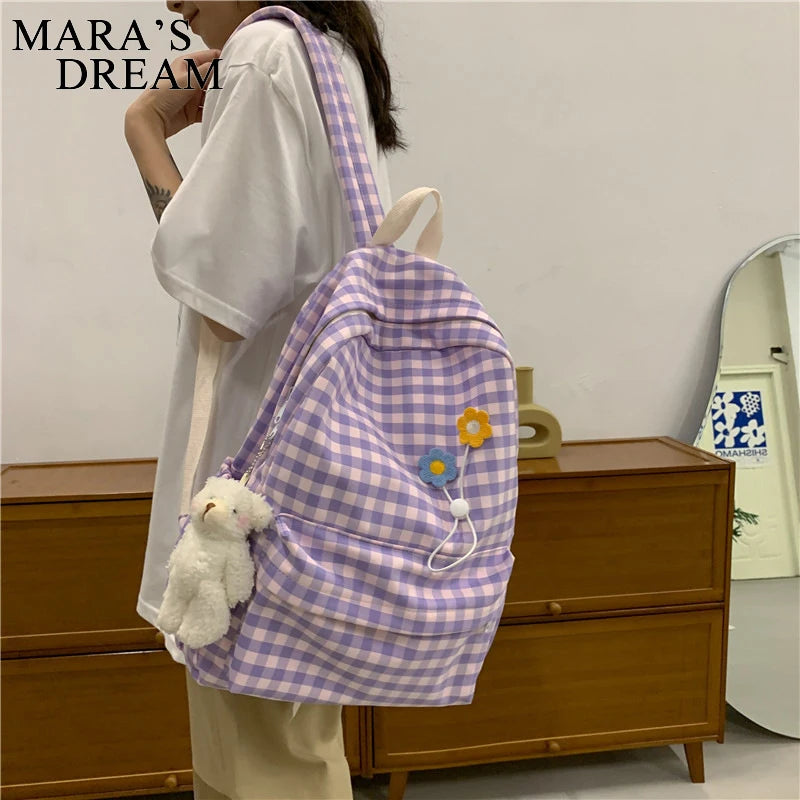 Mara's Plaid Pattern Women's Backpack School Bags
