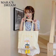 Mara's Dream Canvas Duck Bag Embroidered Eco Tote Shoulder Bags