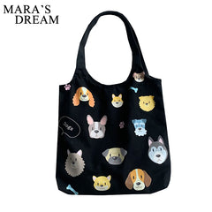 Mara's Dog Cartoon Canvas Tote Shoulder Bag