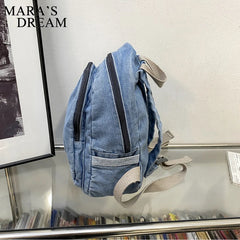 Denim Canvas Women Backpack High Capacity For Teenager Girls