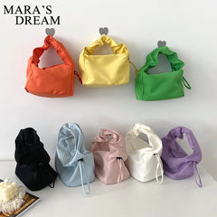 Mara's Dream Pleated Tote Bag All-match Candy Colors HandBag Mini Bag