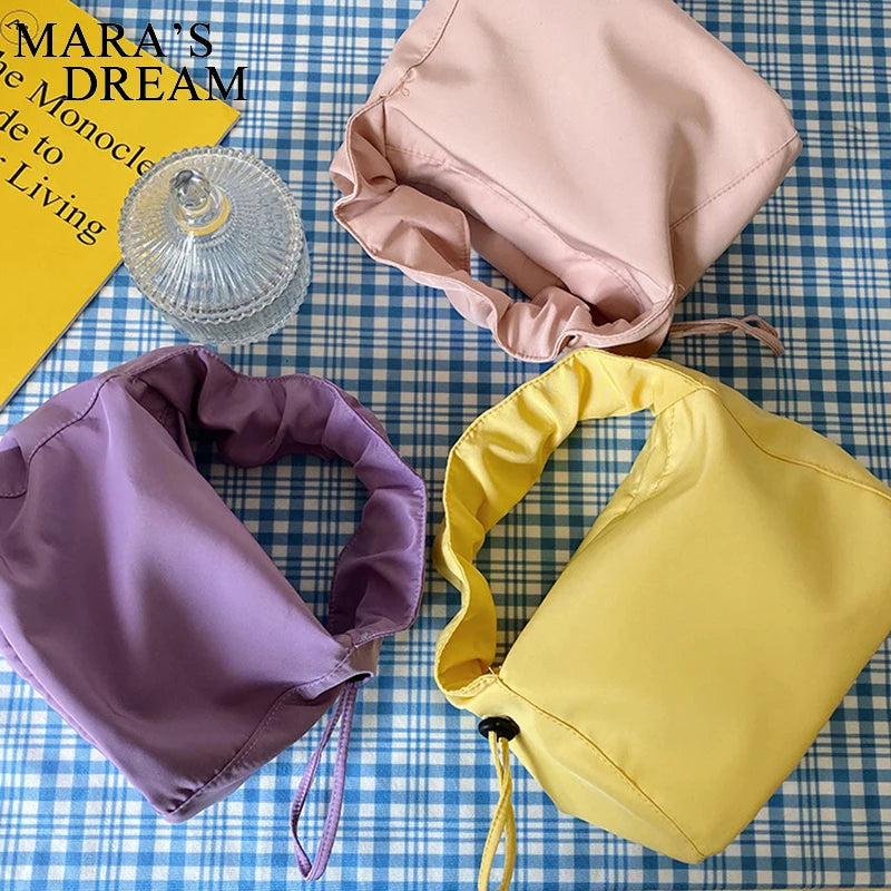 Mara's Dream Pleated Tote Bag All-match Candy Colors HandBag Mini Bag
