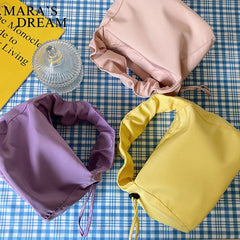 Mara's Dream Pleated Tote Bag All-match Candy Colors HandBag Mini Bag
