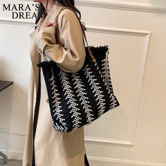 Mara's Dream Striped Knitted Tote Handbag