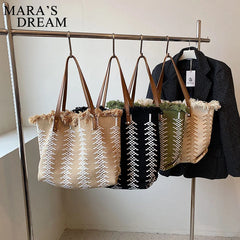 Mara's Dream Striped Knitted Tote Handbag