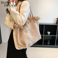Mara's Dream Striped Knitted Tote Handbag