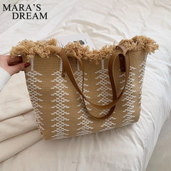 Mara's Dream Striped Knitted Tote Handbag