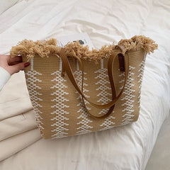 Mara's Dream Striped Knitted Tote Handbag