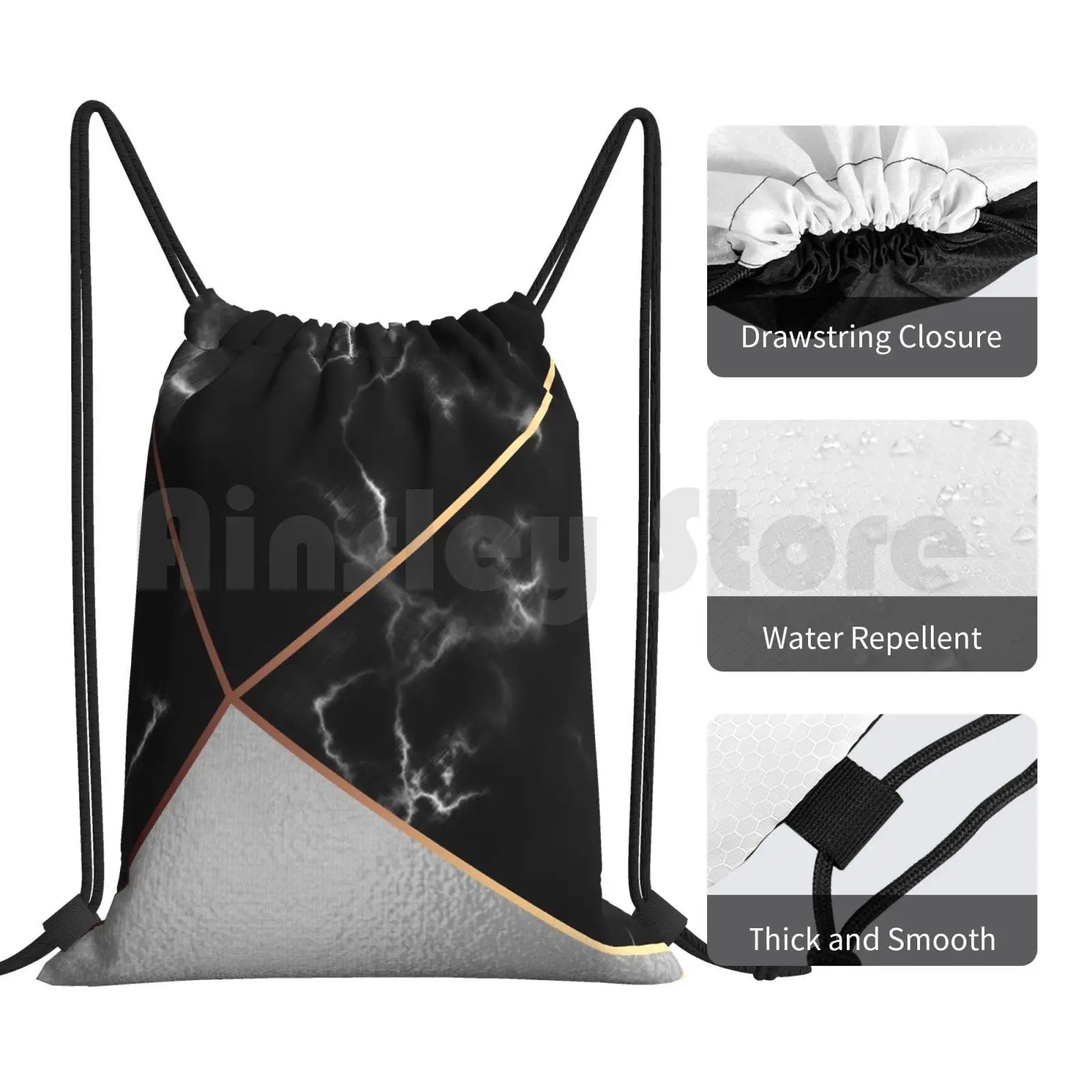 Marble Pattern Backpack Drawstring Gym Bag Geometric Colorful Abstract Graphics