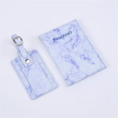 Personalized Marble Passport Cover & Luggage Tag Set for Couples
