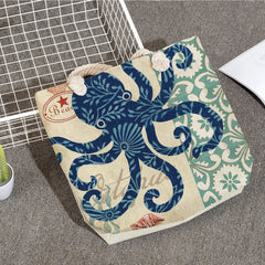 Octopus Shoulder Bag Linen Women Handbag Thick Rope Tote Beach Bag