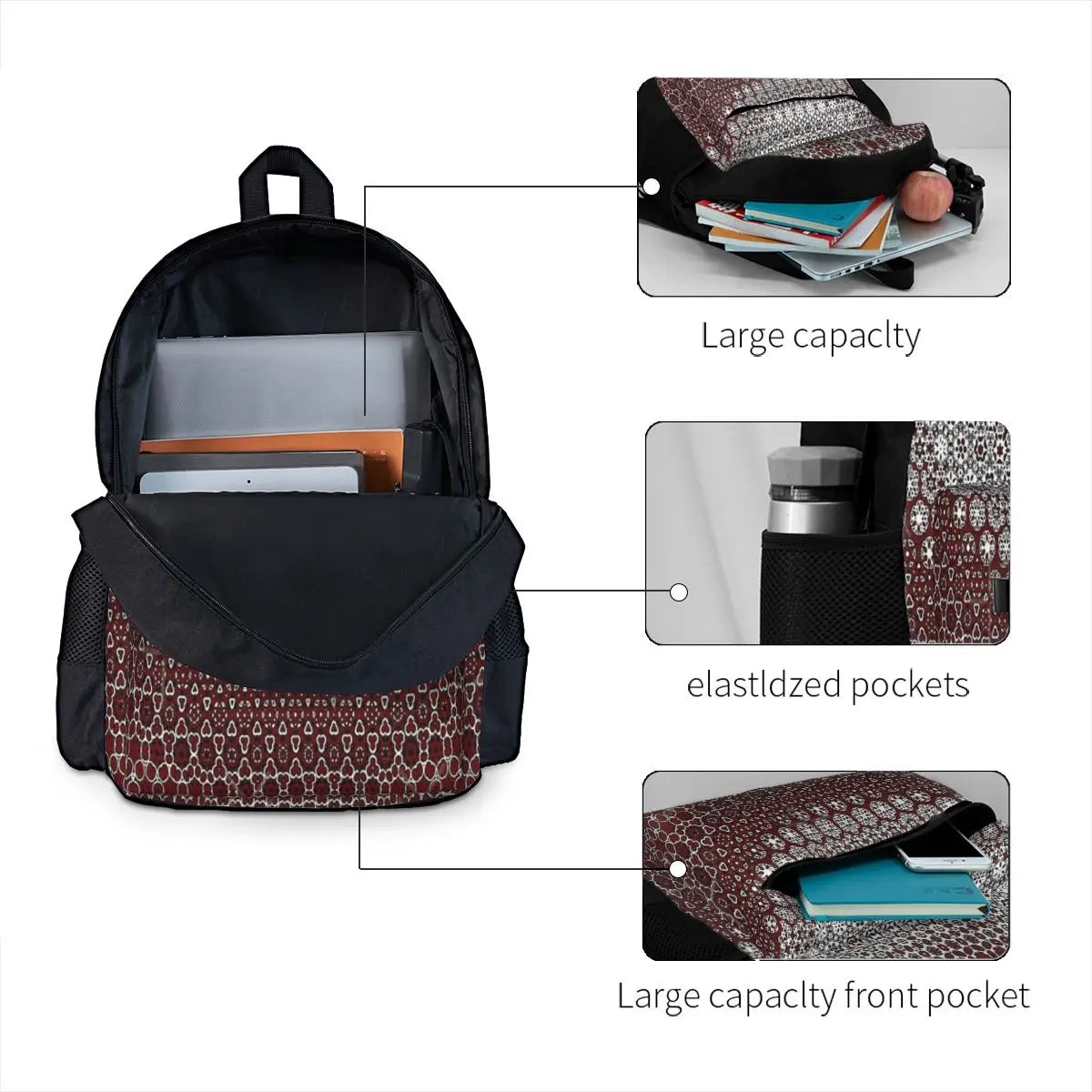 Sindhi Ajrak Pattern Backpack for Men and Women
